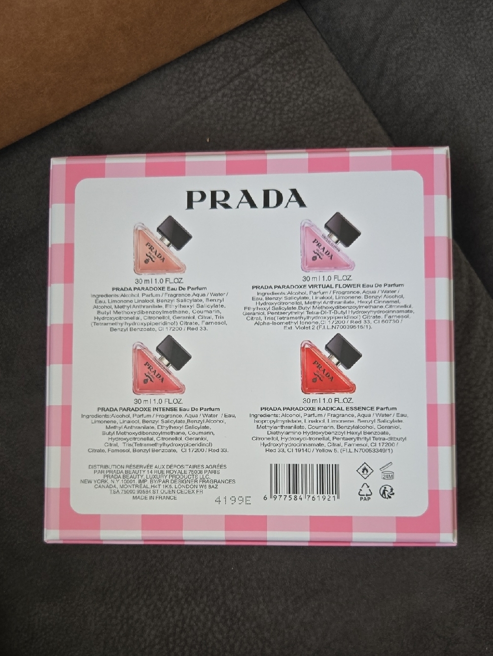 Prada Triangle Mini Perfume Set in Pink, Peach, Orange, Red - Picture 4 of 4